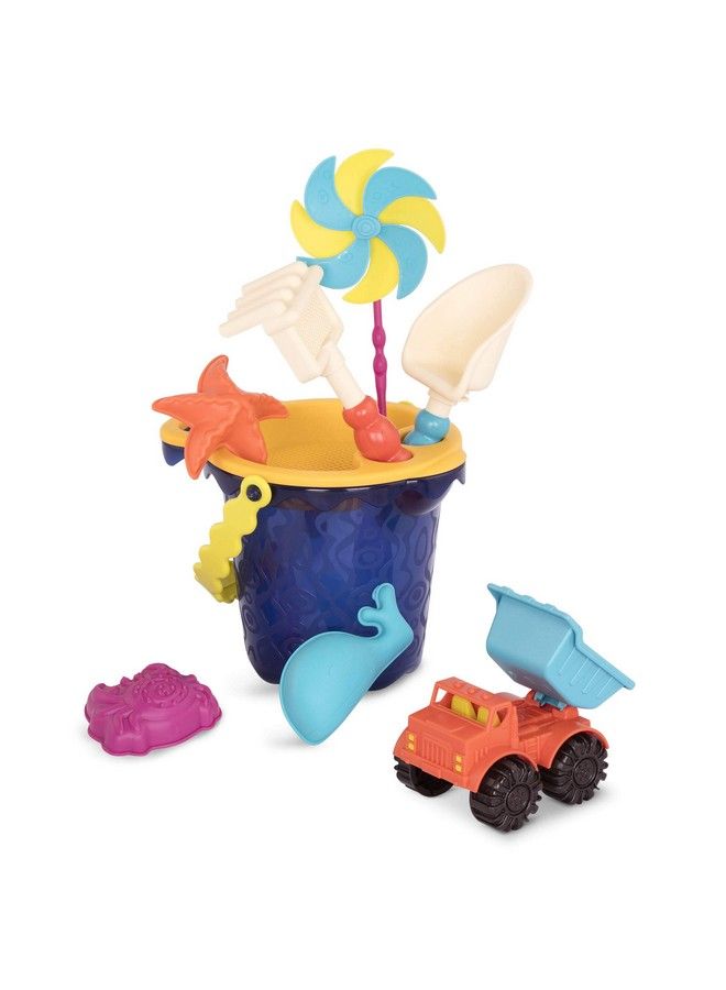 Toys Sands Ahoy Beach Playset Medium Bucket Set (Navy) With 9 Unique Sand & Water Toys Phthalates And Bpa Free 18 M+