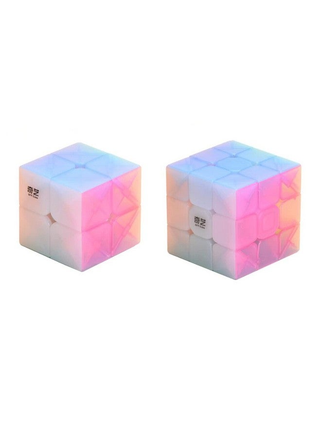 Bundle Speed Cube Set Qidi S Jelly 2X2 Magic Cube And Warrior W 3X3 Stickerless Jelly Speed Cube