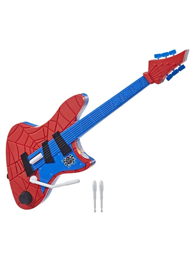 Spider Man Across The Spider Verse Spider Punk Web Blast Toy Guitar With Whammy Bar Blast Action Super Hero Toys For 5 Year Old Boys And Girls And Up