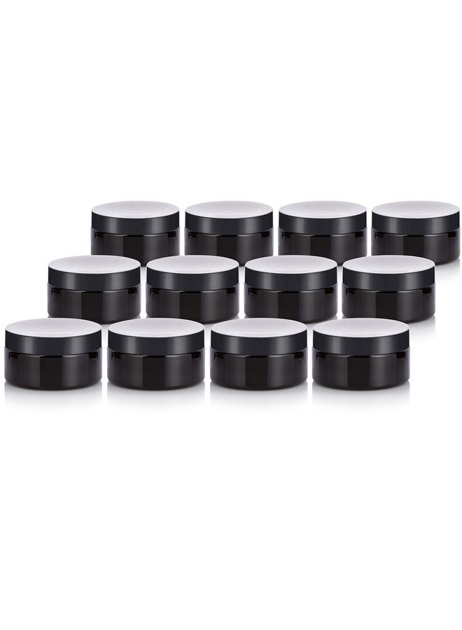 Black Pet Plastic (Bpa Free) Refillable Low Profile Jar8 Oz (12 Pack)