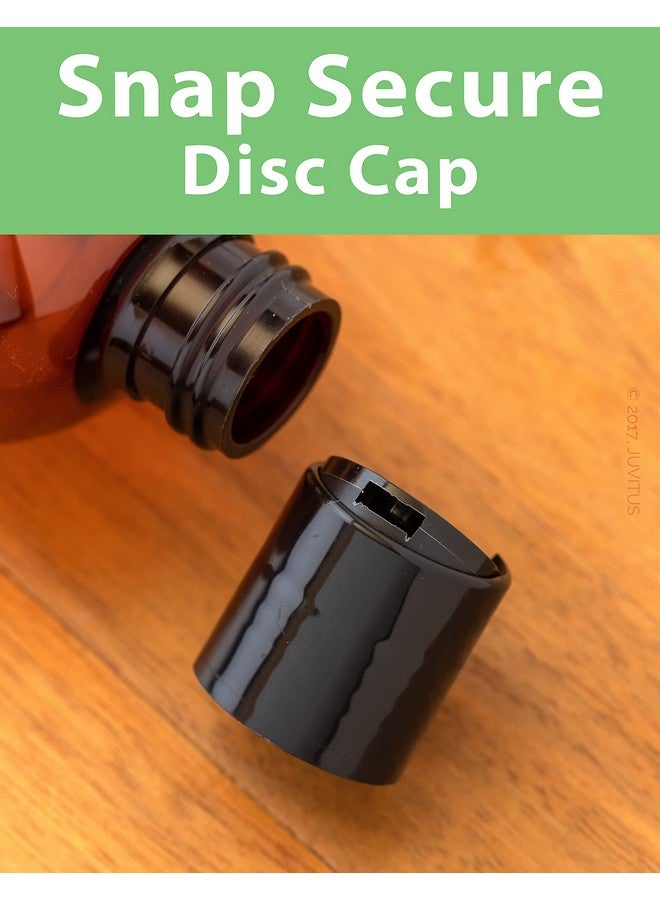 16 Oz 500 Ml Amber Slim Pet Plastic Bottles (Bpa Free) With Black Disc Cap Lid (12 Pack)