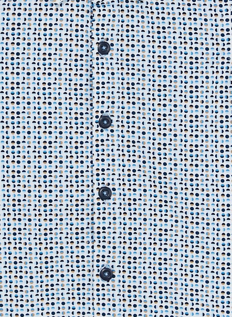 Nauti Nati Boys White-Navy Blue Standard Opaque Printed Casual Shirt