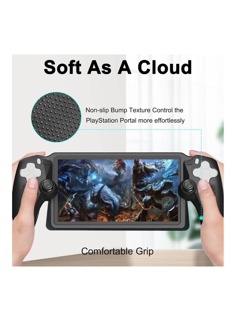 Protective Case for Playstation Portal, Soft Silicone Case Full Protection Cover Anti-Slip Texture Shock-Absorption Anti-Scratch Cover for PS5 Portal (Black Silicone Case)