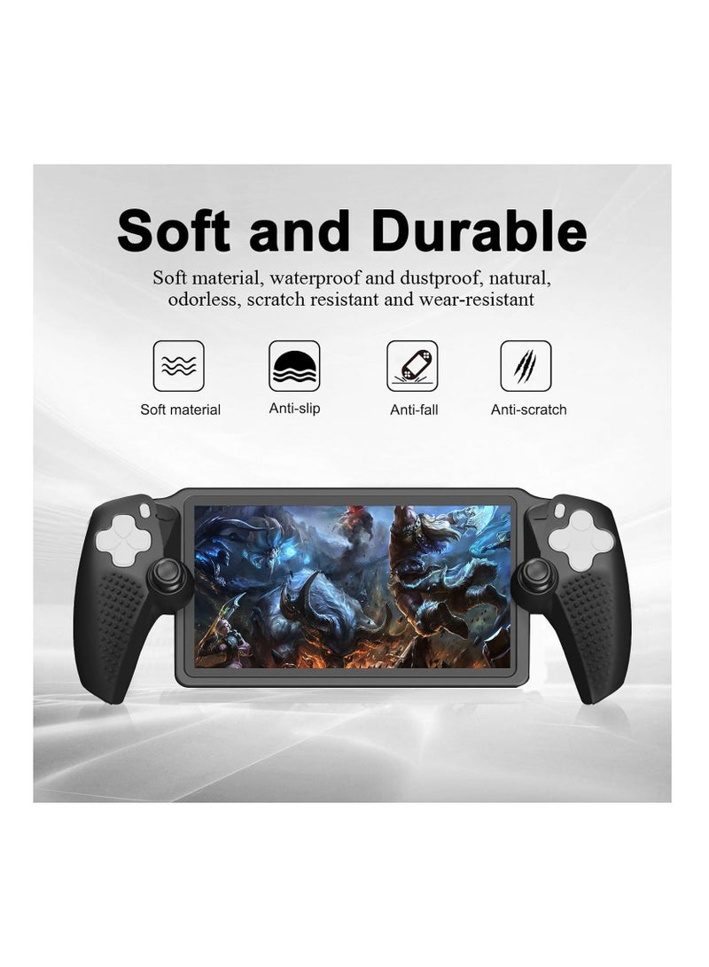Protective Case for Playstation Portal, Soft Silicone Case Full Protection Cover Anti-Slip Texture Shock-Absorption Anti-Scratch Cover for PS5 Portal (Black Silicone Case)