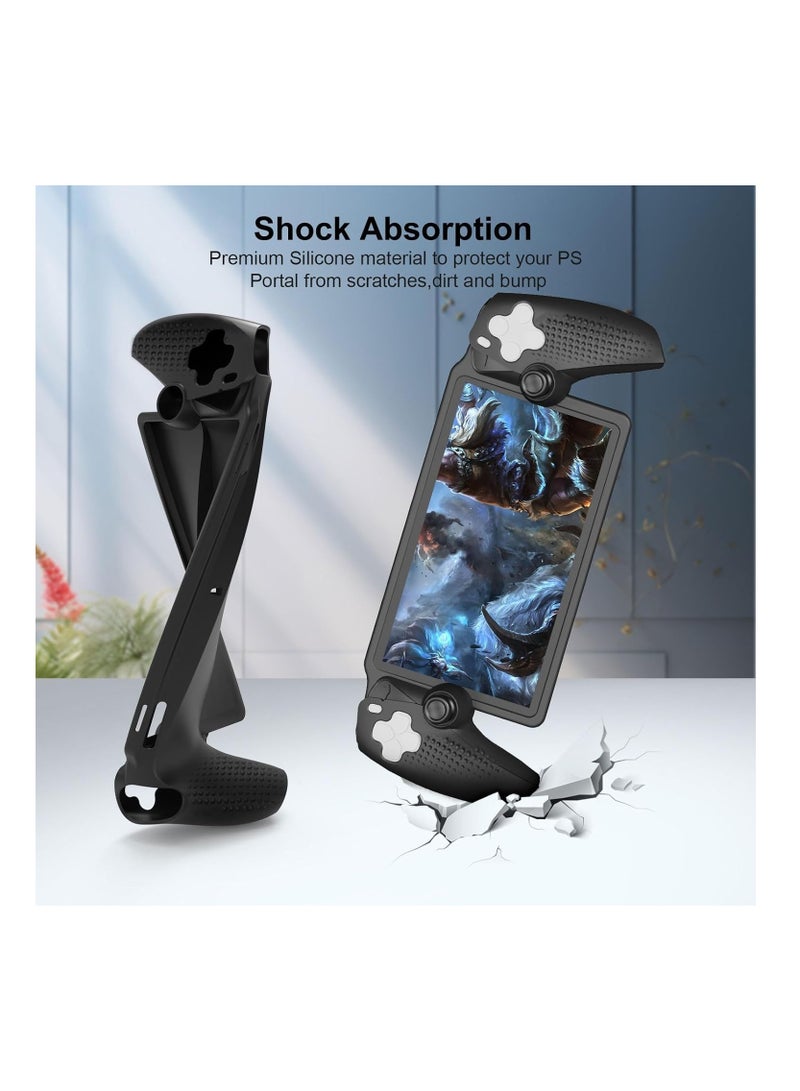 Protective Case for Playstation Portal, Soft Silicone Case Full Protection Cover Anti-Slip Texture Shock-Absorption Anti-Scratch Cover for PS5 Portal (Black Silicone Case)