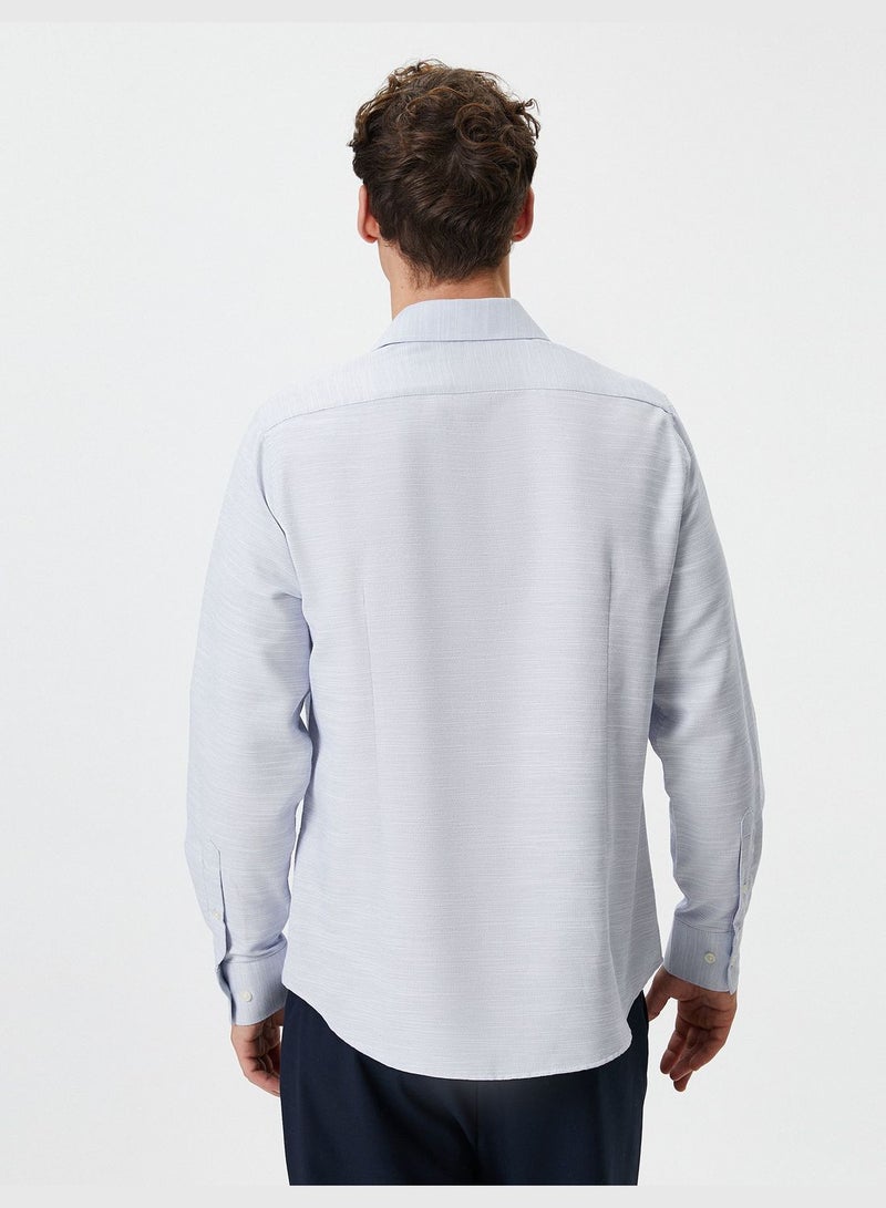 Half Italian Neck Buttoned Classic Slim Fit Shirt