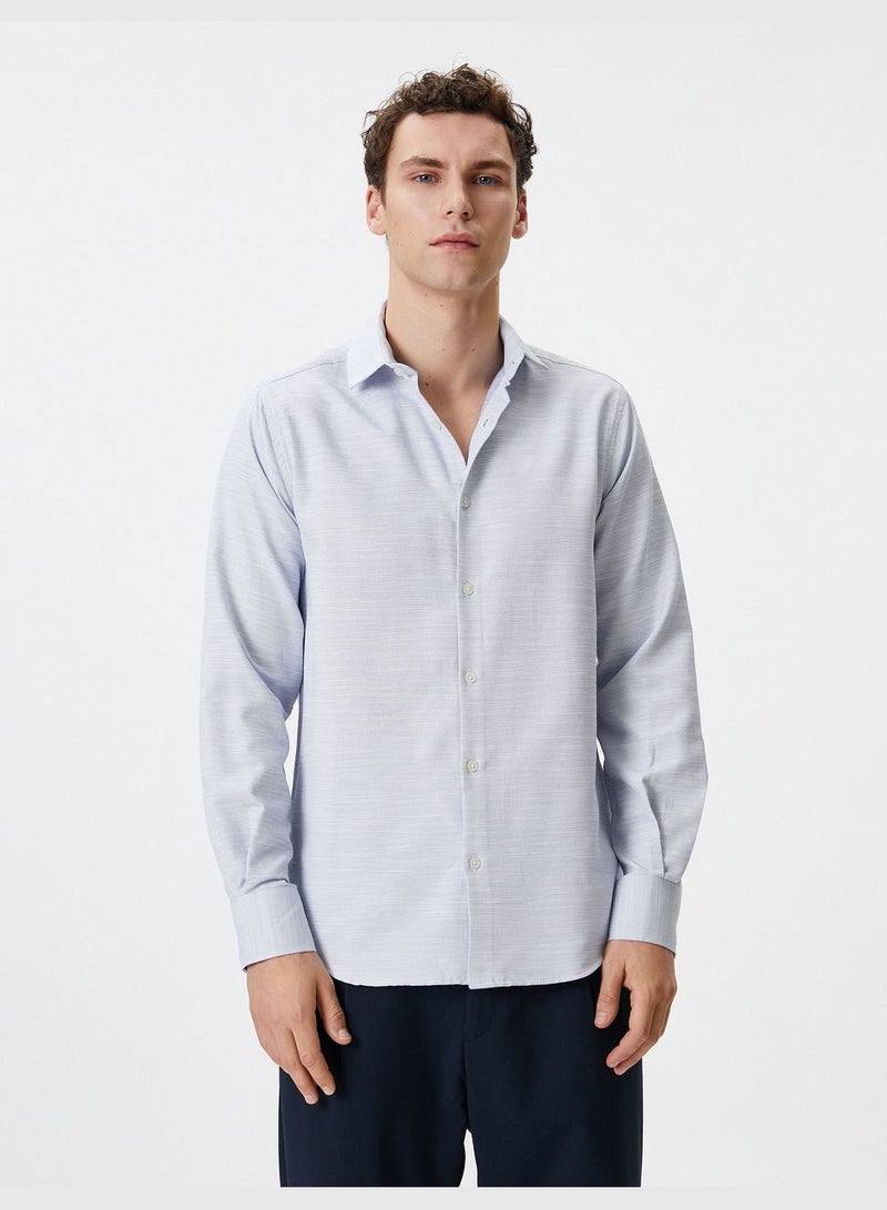 Half Italian Neck Buttoned Classic Slim Fit Shirt