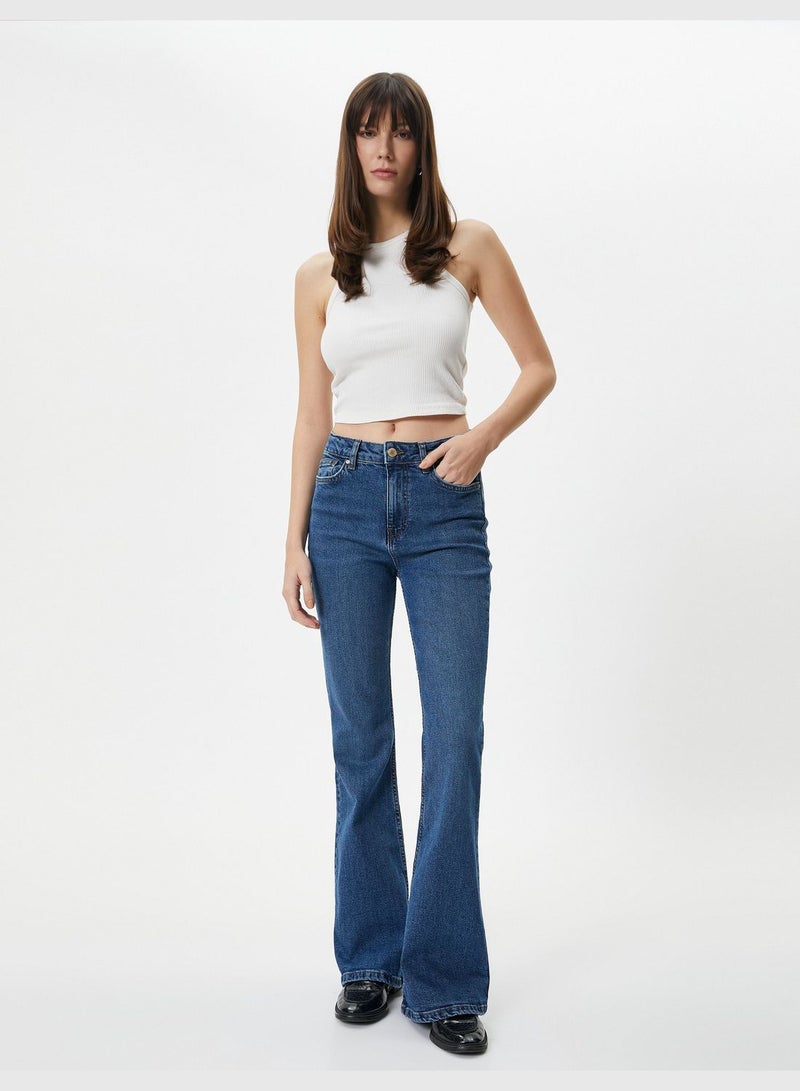 Flare Jean Slim Fit High Rise Stretch Cotton Pockets - Victoria Jeans