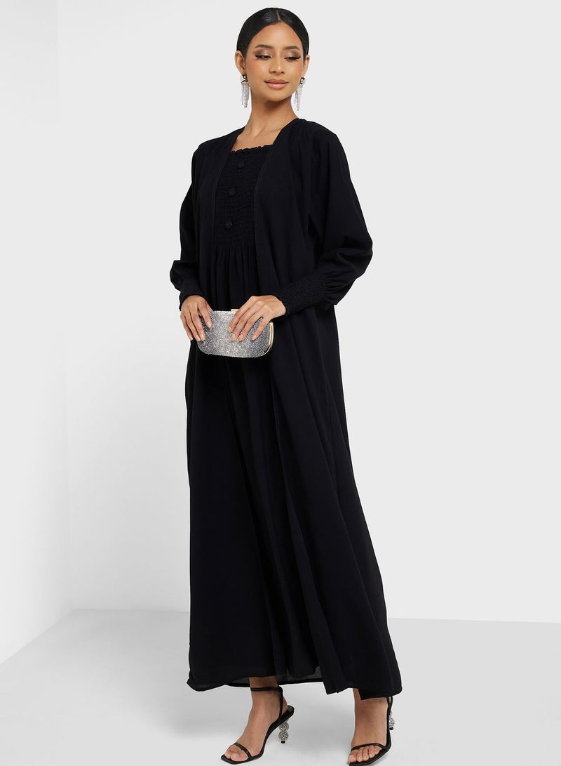 Puff Sleeve Abaya With Attached Dress