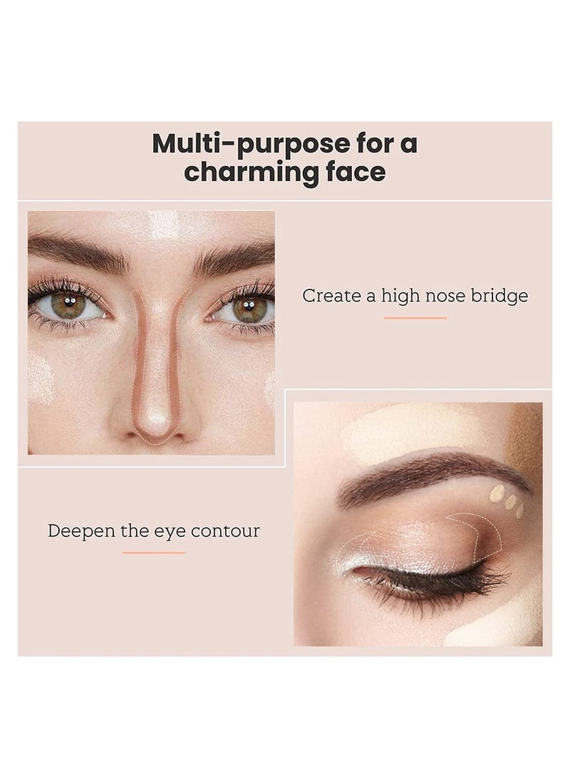 2 PCS Contour Highlighter Stick with Brush -Bronzer Pen, Face Brightens Shades Pencil, Highlighting Shade, Highlight Shaping Stick, Waterproof, Longwear Makeup(03 and 04)