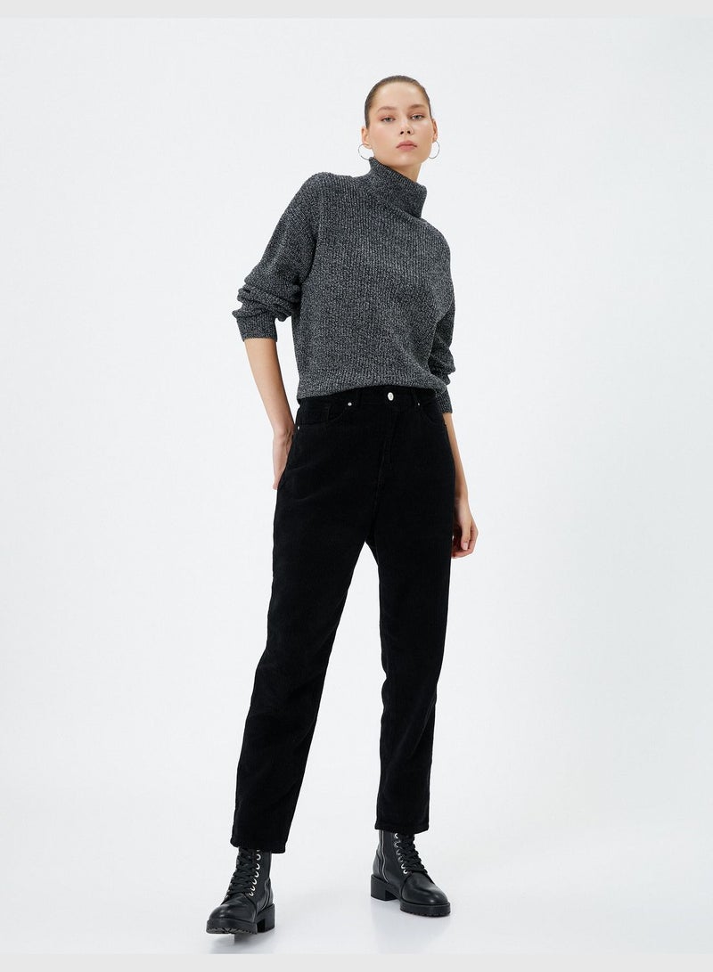 High Waist Mom Velvet Trousers