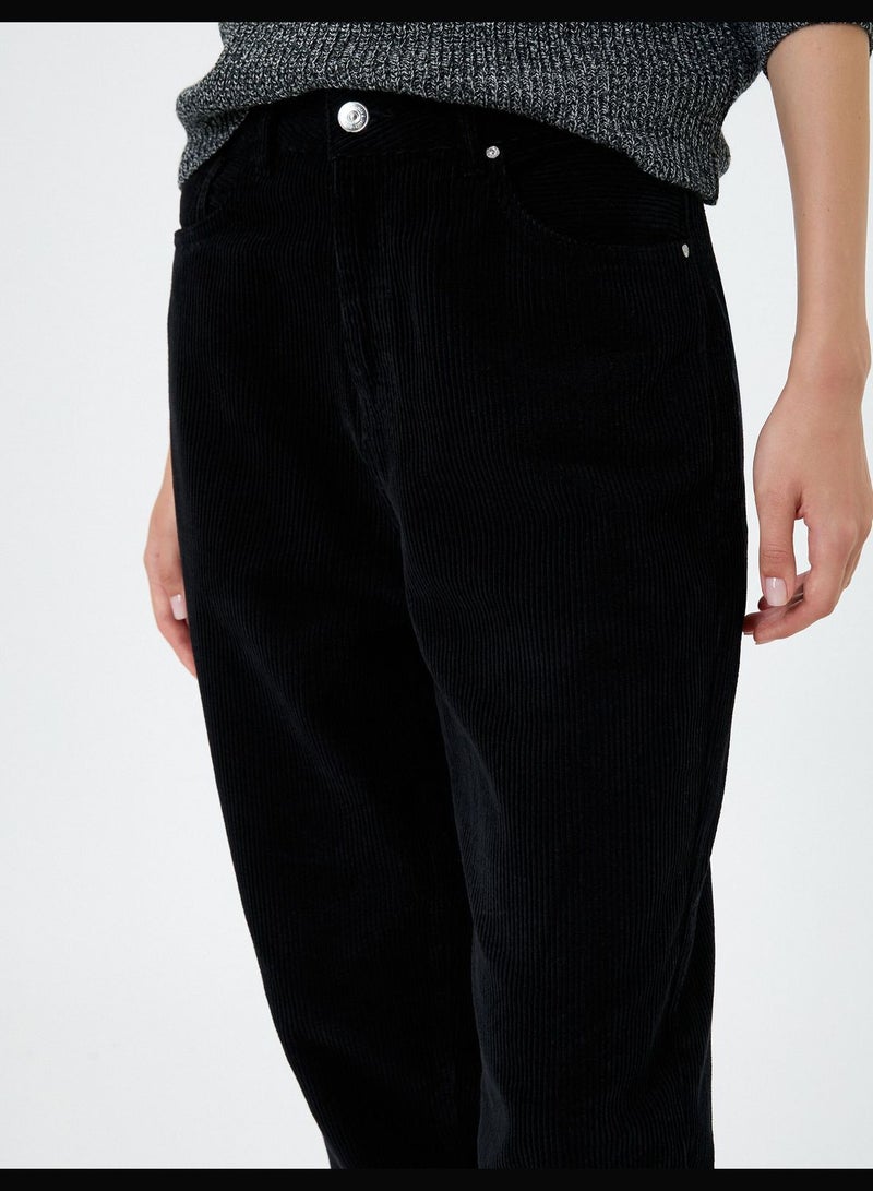 High Waist Mom Velvet Trousers