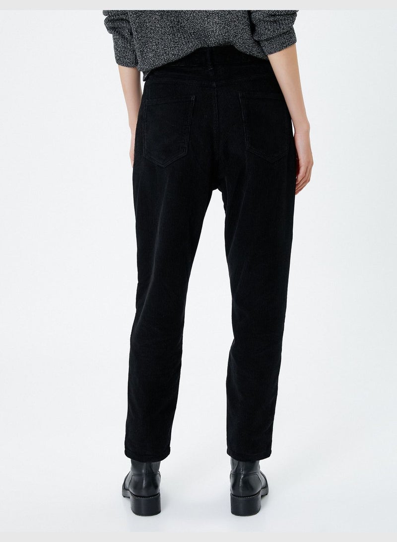 High Waist Mom Velvet Trousers