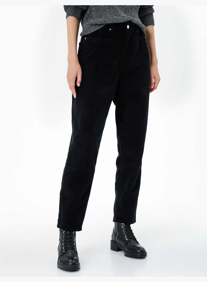 High Waist Mom Velvet Trousers