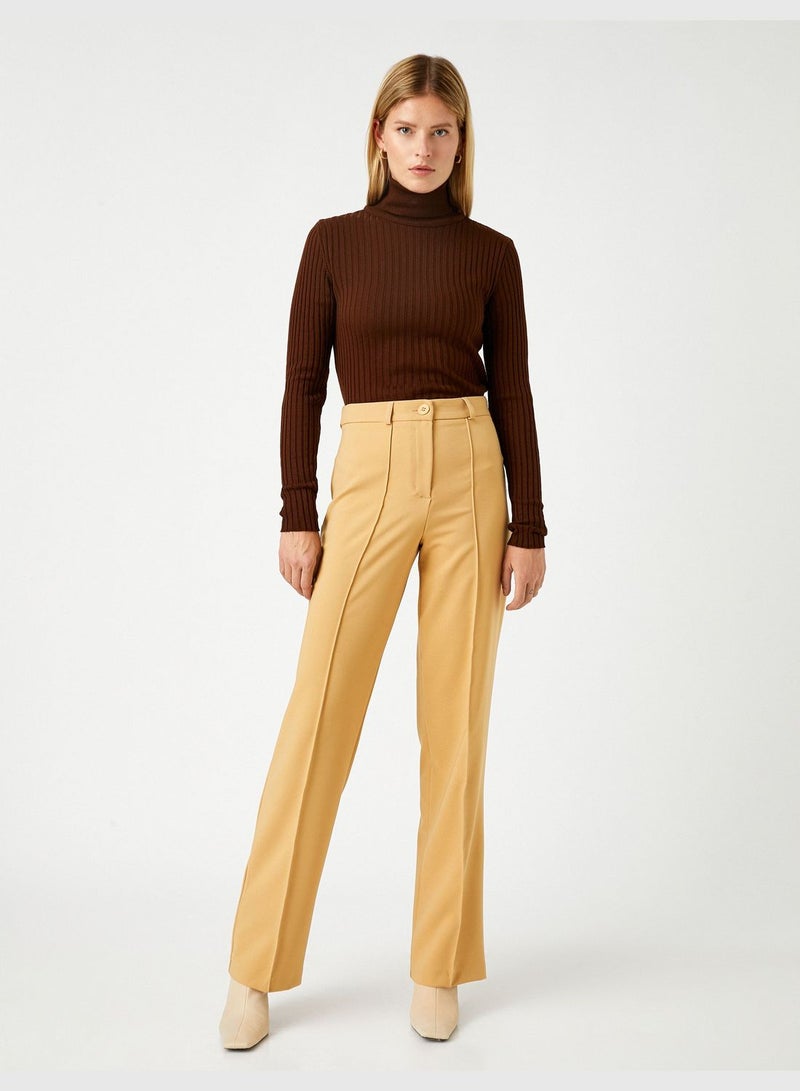 Wide Leg Trousers Ribbed