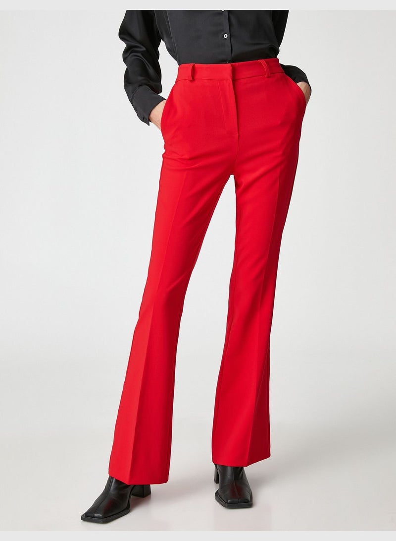 Flare Leg Trousers Pocket Detail