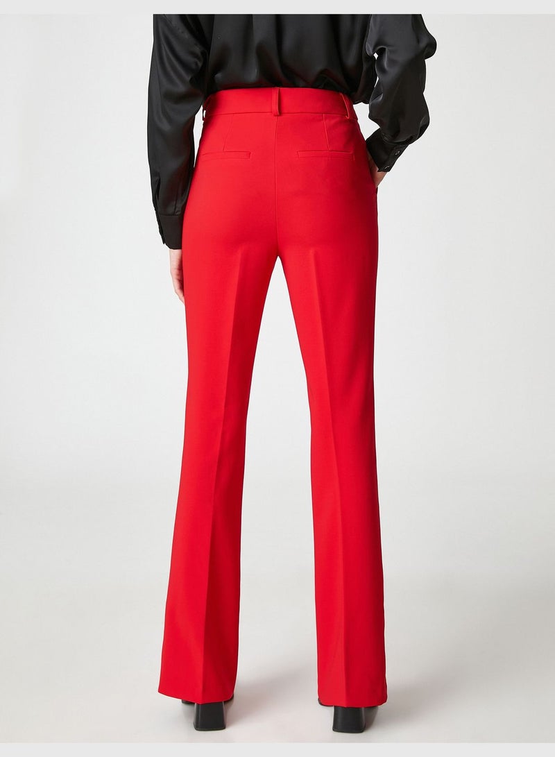 Flare Leg Trousers Pocket Detail