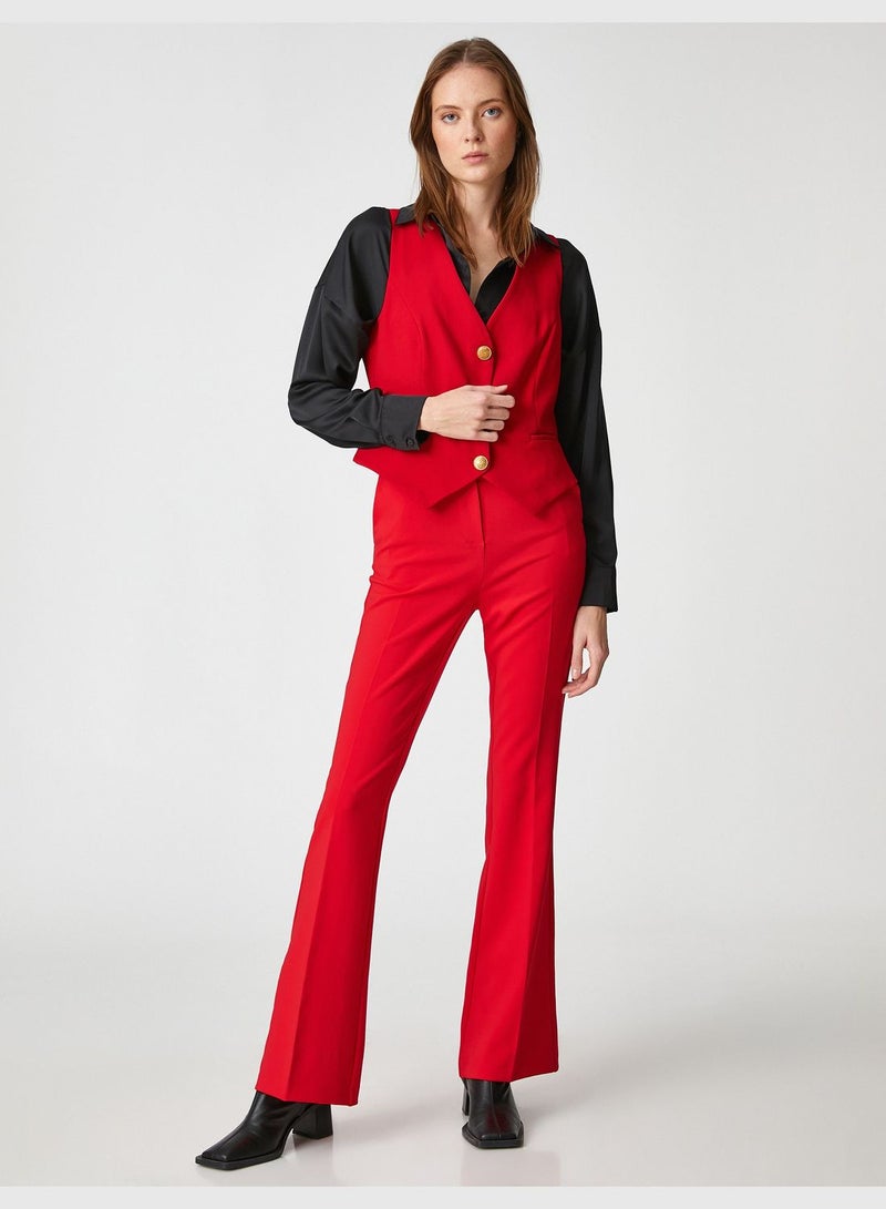 Flare Leg Trousers Pocket Detail