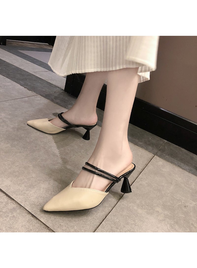 Womens Comfort Mules Sandals Every Day Mules Pointed Toe Casual Elegant Kitten Heeled Slip on Slipper Dress Shoes