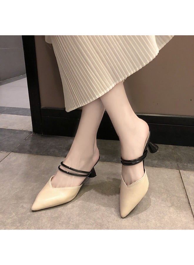 Womens Comfort Mules Sandals Every Day Mules Pointed Toe Casual Elegant Kitten Heeled Slip on Slipper Dress Shoes