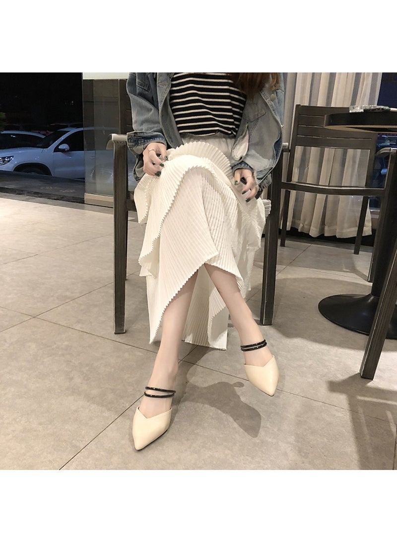 Womens Comfort Mules Sandals Every Day Mules Pointed Toe Casual Elegant Kitten Heeled Slip on Slipper Dress Shoes