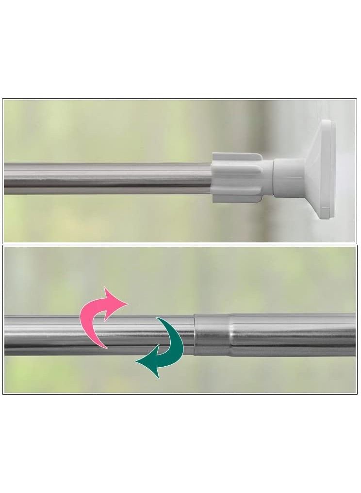 Shower Curtain Rod Adjustable 70-120cm Thick & Extendable 25mm Telescopic Length Stainless Steel Tension Bar Painted Surface No Drill Type for Bathroom Shower Bathtub Cabinet (70cm to 120cm)