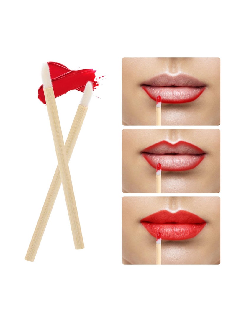 Disposable Bamboo Handle Lip Brushes, Lipstick Lip Gloss Wands Applicator Makeup Tool, for Applying Lip Gloss, Lipstick, Concealer, Etc. Not Easy to Break, Easy to Carry(100Pcs )