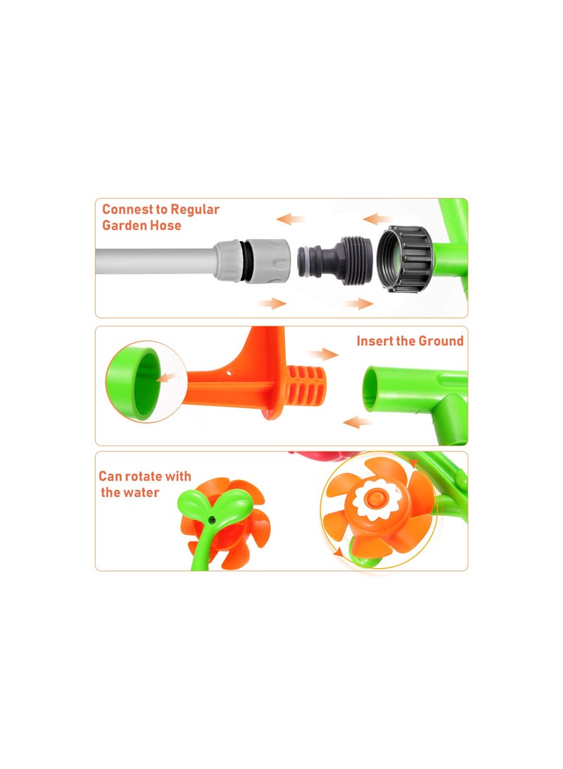 Water Sprinkler for Kids, Flower Sprinkler Splash Toy with Roating Nozzles, Water Wiggles Toy Swimming Pool Garden Lawn Outdoor Play, Outdoor Water Sprinkler Toys for Toddlers Aged 3-12 Gift(1 Pack)