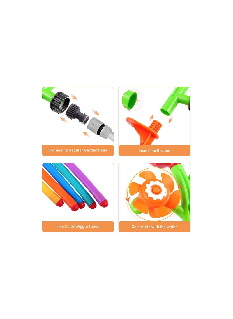 Water Sprinkler for Kids, Flower Sprinkler Splash Toy with Roating Nozzles, Water Wiggles Toy Swimming Pool Garden Lawn Outdoor Play, Outdoor Water Sprinkler Toys for Toddlers Aged 3-12 Gift(1 Pack)