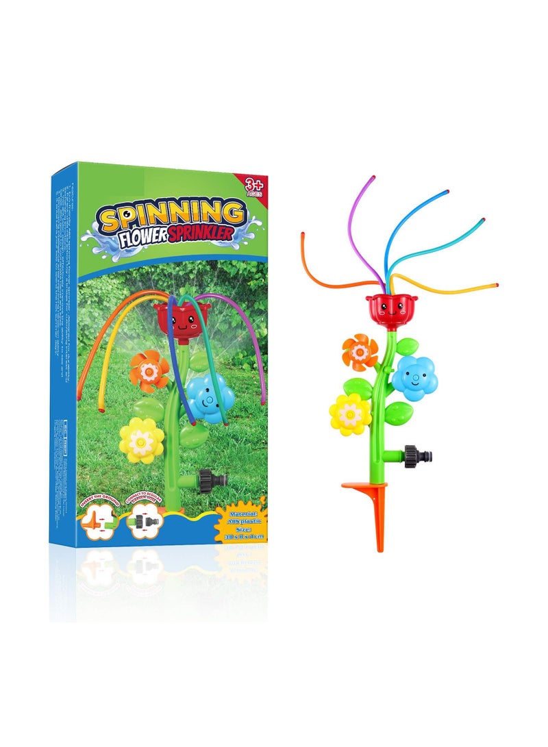 Water Sprinkler for Kids, Flower Sprinkler Splash Toy with Roating Nozzles, Water Wiggles Toy Swimming Pool Garden Lawn Outdoor Play, Outdoor Water Sprinkler Toys for Toddlers Aged 3-12 Gift(1 Pack)
