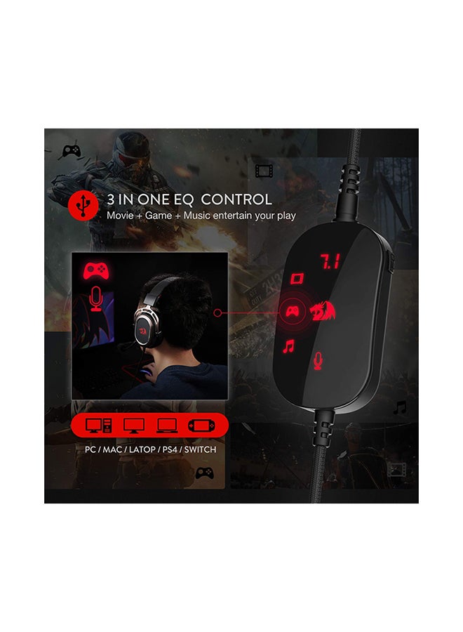 H710 Helios Wired Gaming Headset - 7.1 Surround Sound - Memory Foam Ear Pads - 50MM Drivers - Detachable Microphone - Multi Platform Headphone - Works with PC/PS4/Switch