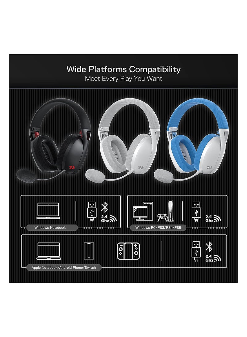 H848 Bluetooth Wireless Gaming Headset - Lightweight - 7.1 Surround Sound - 40MM Drivers - Detachable Microphone - Multi Platforms for PC, PS5/4/3, Switch, Mobile