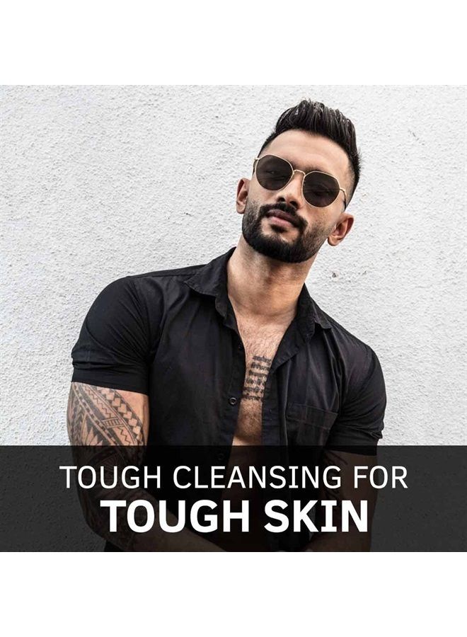 Face Scrub for Men - 100g - with Activated charcoal, Tahitian Volcanic Sand & Walnut Granules - Great for Exfoliating skin & facial detox, Fights blackheads - For All Skin type