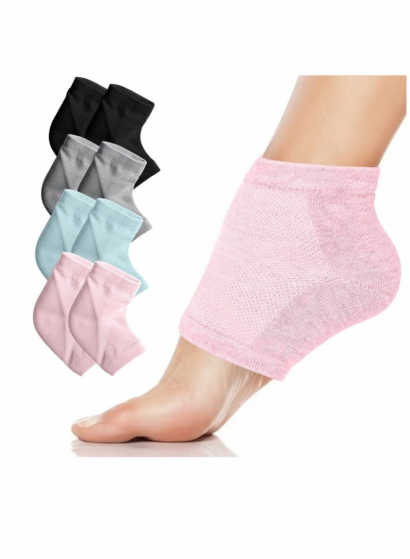 Moisturizing Heel Gel Socks,Heal Dry Cracked Dead Skin Foot Care Softener Pedicure Spa Sock Set,4 Pairs Soft Silicone Lotion Ankle Sleeves to Repair Eczema Callus Rough Pain Relief Treatment