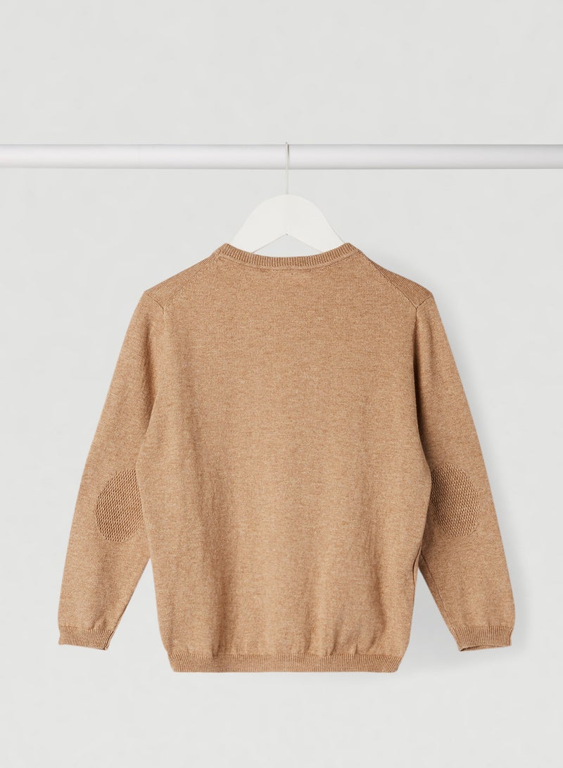 Knitted Long Sleeve Sweater Brown Stone