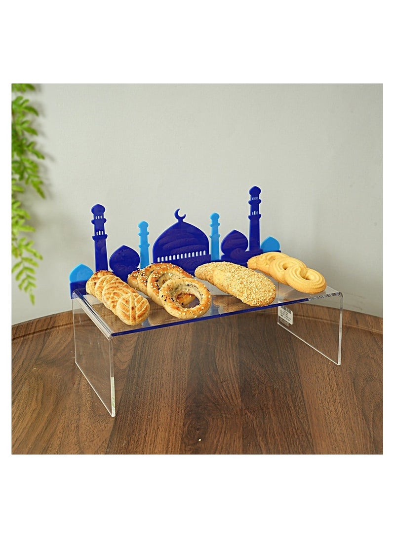 Blue Islamic style acrylic presentation dessert stand, size 16x20x30 cm