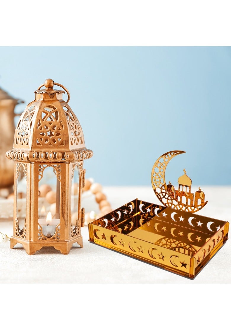 2024 Ramadan Kareem Tisch dekoration Acryl Essen Tablett Stern Mond Eid Mubarak Essen Teller muslimischen Festival Party liefert