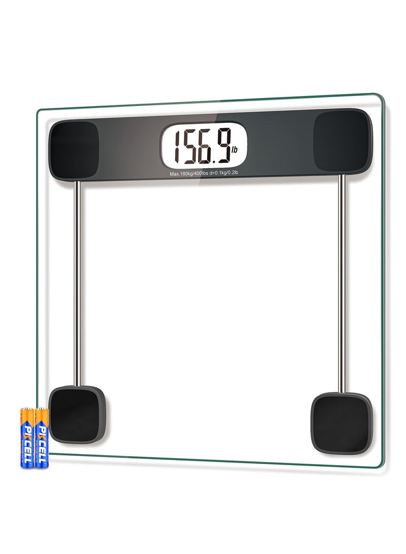 Excefore Digital Bathroom Scale for Body Weight, Accurate Weighing Scale High Precision Bath Scale for People with Step-On Technology, LCD Display, 400lbs, Batteries and Tape Measure Included