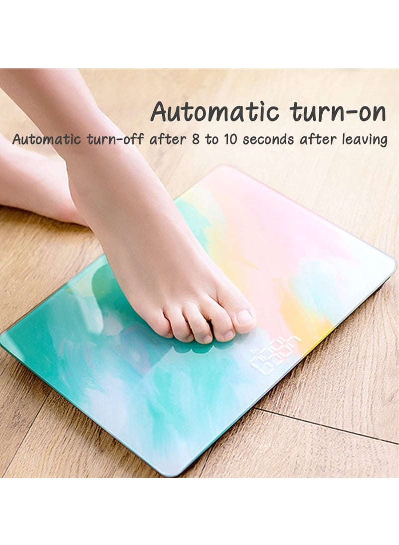 Colorful Ultra Wide Platform Scale for Body Weight, Portable Digital Bathroom Scale, Pretty Small Travel Scales for Your Personal Health, Gifts for Women (A)