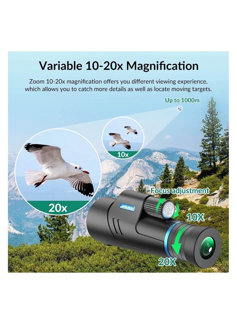 APEXEL 10X-20X50 Zoom Monocular Telescope For Mobile