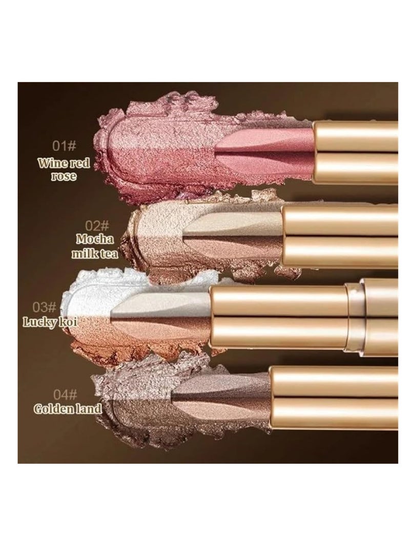 Luxurious Double-Color Eyeshadow Stick (4pcs) - Easy-to-Use Dual-Tone Stick with Mirror for Effortless Glamour
