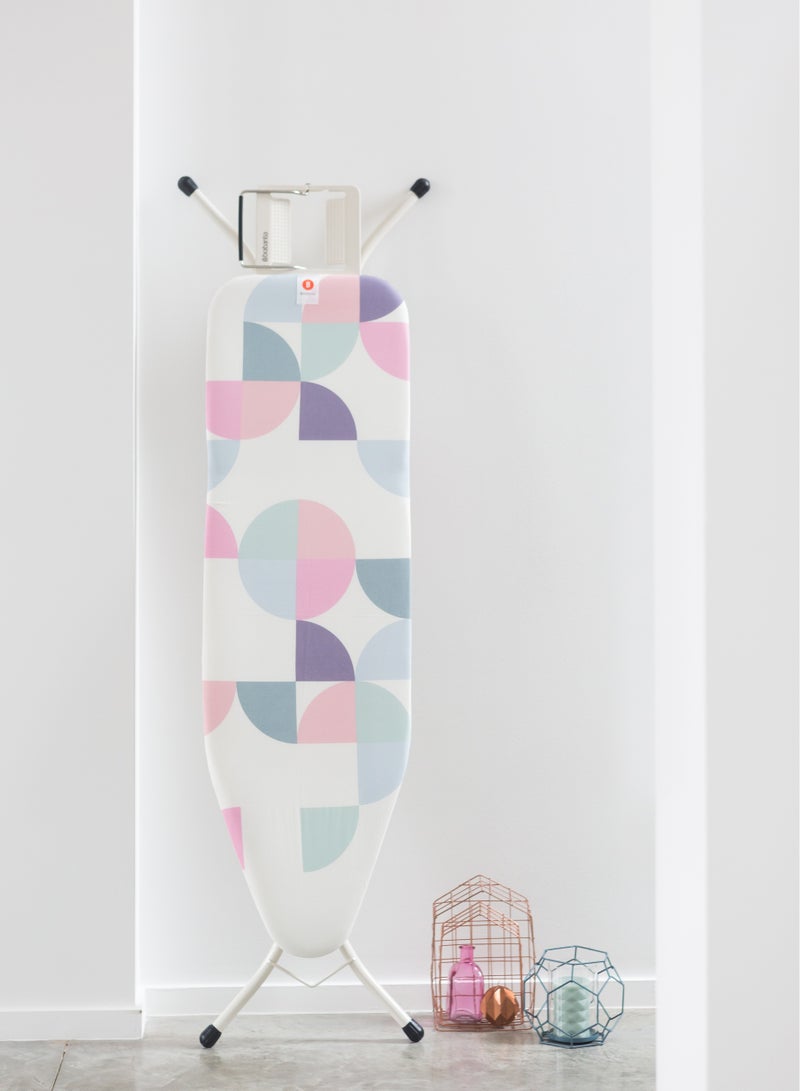 BRABANTIA Ironing Board B, 110X30 cm, Solid Steam Iron Rest - Abstract Leaves
