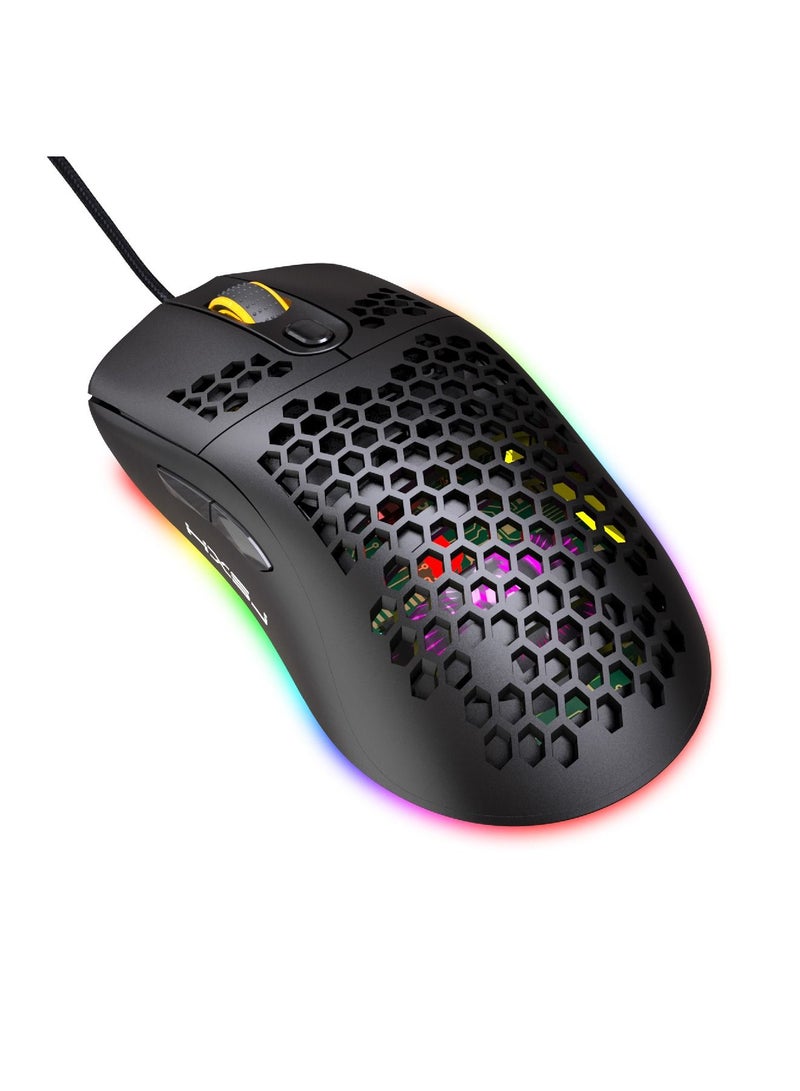X600 Programming Gaming Mouse Usb Wired Gaming Mouse Rgb Lighting Mouse with Six Adjustable DPI For Desktop Laptop Black