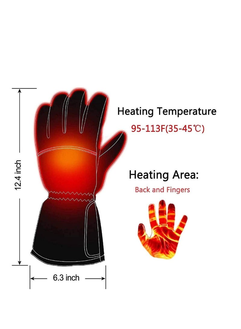 Heated Gloves, Battery Powered Electric Heat Gloves for Women and Men, Waterproof Winter Thermal Warm Touchscreen Outdoor Sports Cycling Riding Skiing Skating Hiking Hunting