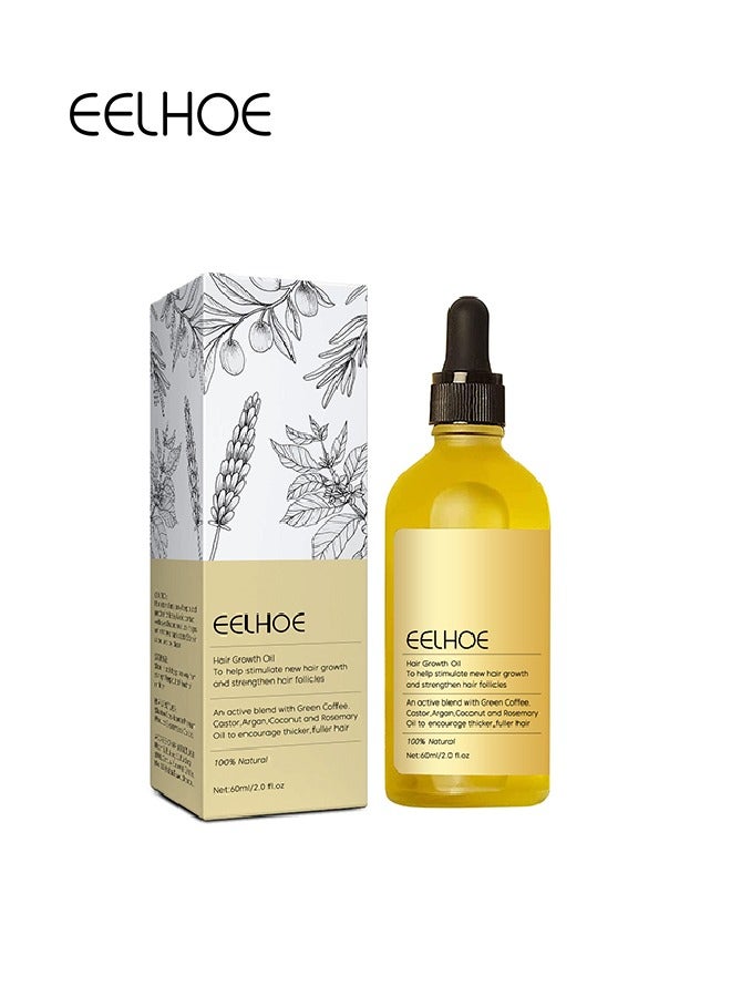 100% Natural Hair Growth Oil To Help Stimulate New Hair Growth And Streng Then Hair Follicles,with Caffeine, Biotin, Castor Oil, Argan Oil, Coconut Oil, an Effective Hair Mask to Increase Hair Density