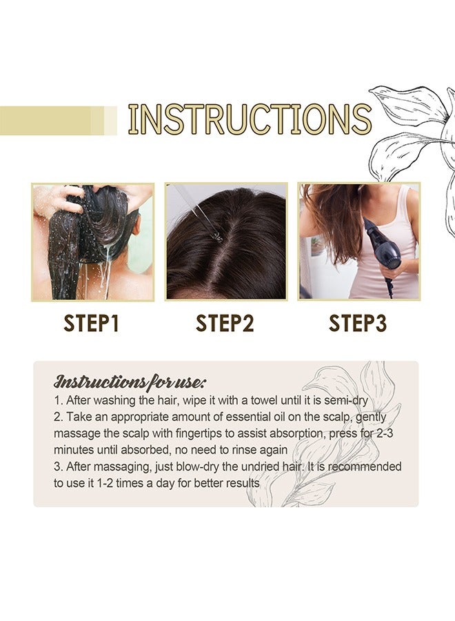 100% Natural Hair Growth Oil To Help Stimulate New Hair Growth And Streng Then Hair Follicles,with Caffeine, Biotin, Castor Oil, Argan Oil, Coconut Oil, an Effective Hair Mask to Increase Hair Density