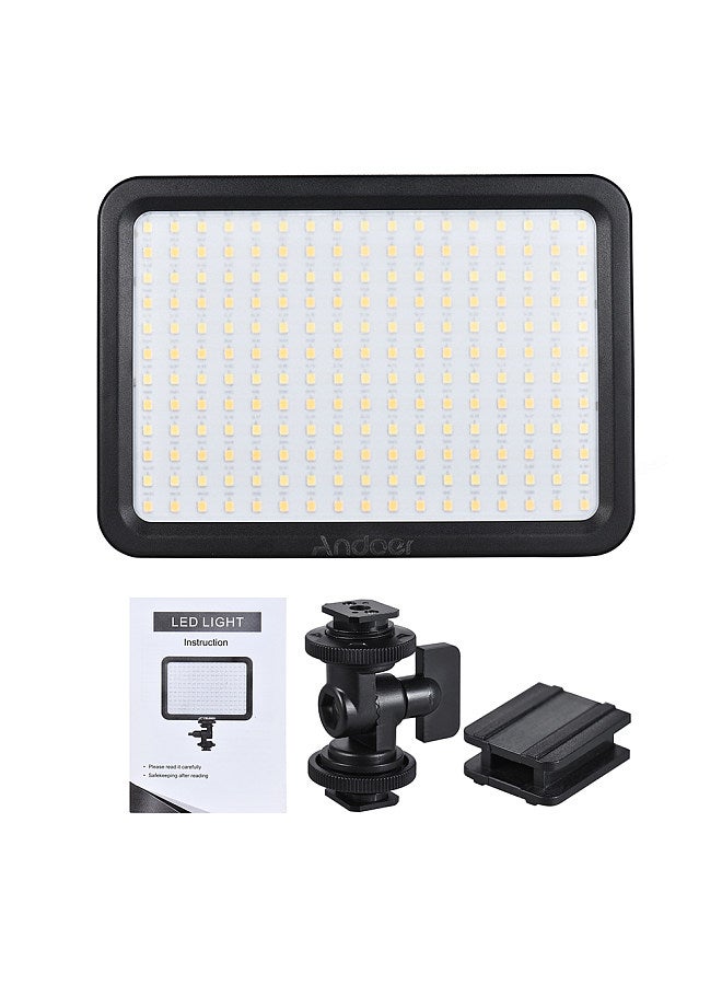 LED204 LED Video Light Fill Light with 204pcs Lamp Beads Stepless Dimming 3300K-5600K Bi-Color Temperature CRI90