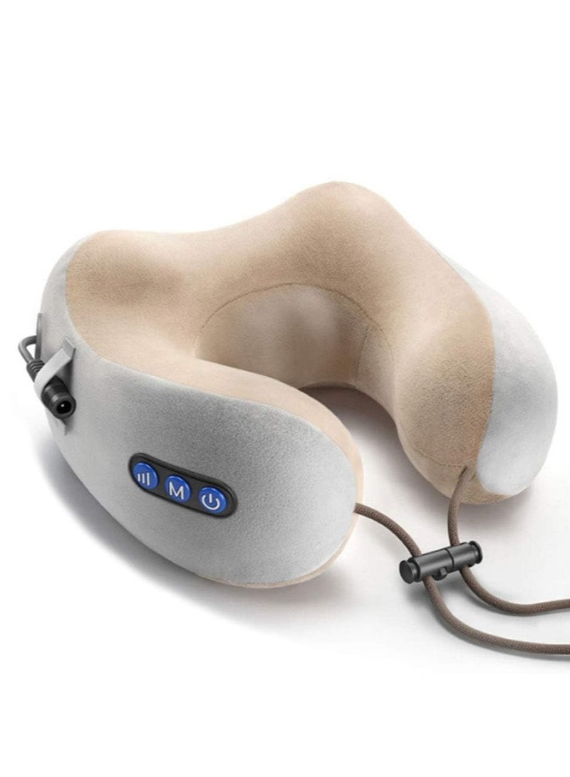 Electric Travel Neck Massage Pillow, U Shaped Memory Foam Kneading Vibration Neck Head Support Pillow, Relief Cervical Pain, For Airplane,