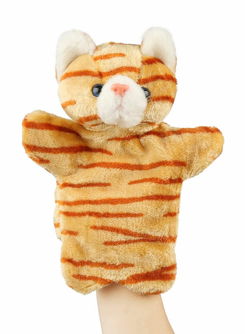 Cat Hand Puppet, Cute Plush Puppet Toy Finger Doll Parent-child Interactive Toy Gift for Storytelling Teaching Preschool Role- Play Toy