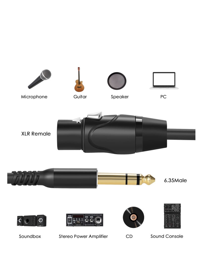 6.6FT XLR Female to 1/4 Inch TRS Cable - Professional Balanced Microphone Cable with Quarter Inch Jack, HiFi Quality